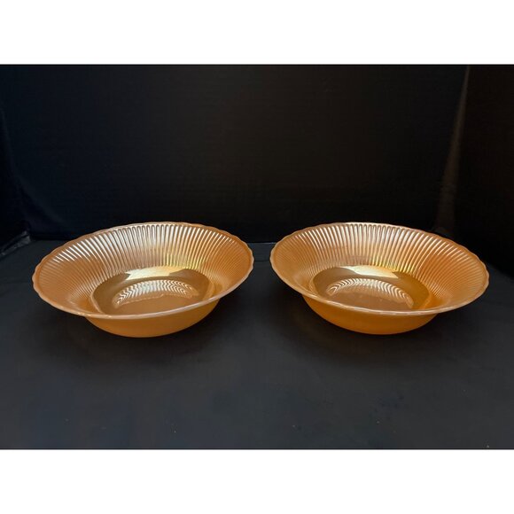 Fire King Anchor Hocking Peach Luster Serving Bowls Set of 2 - Picture 1 of 6